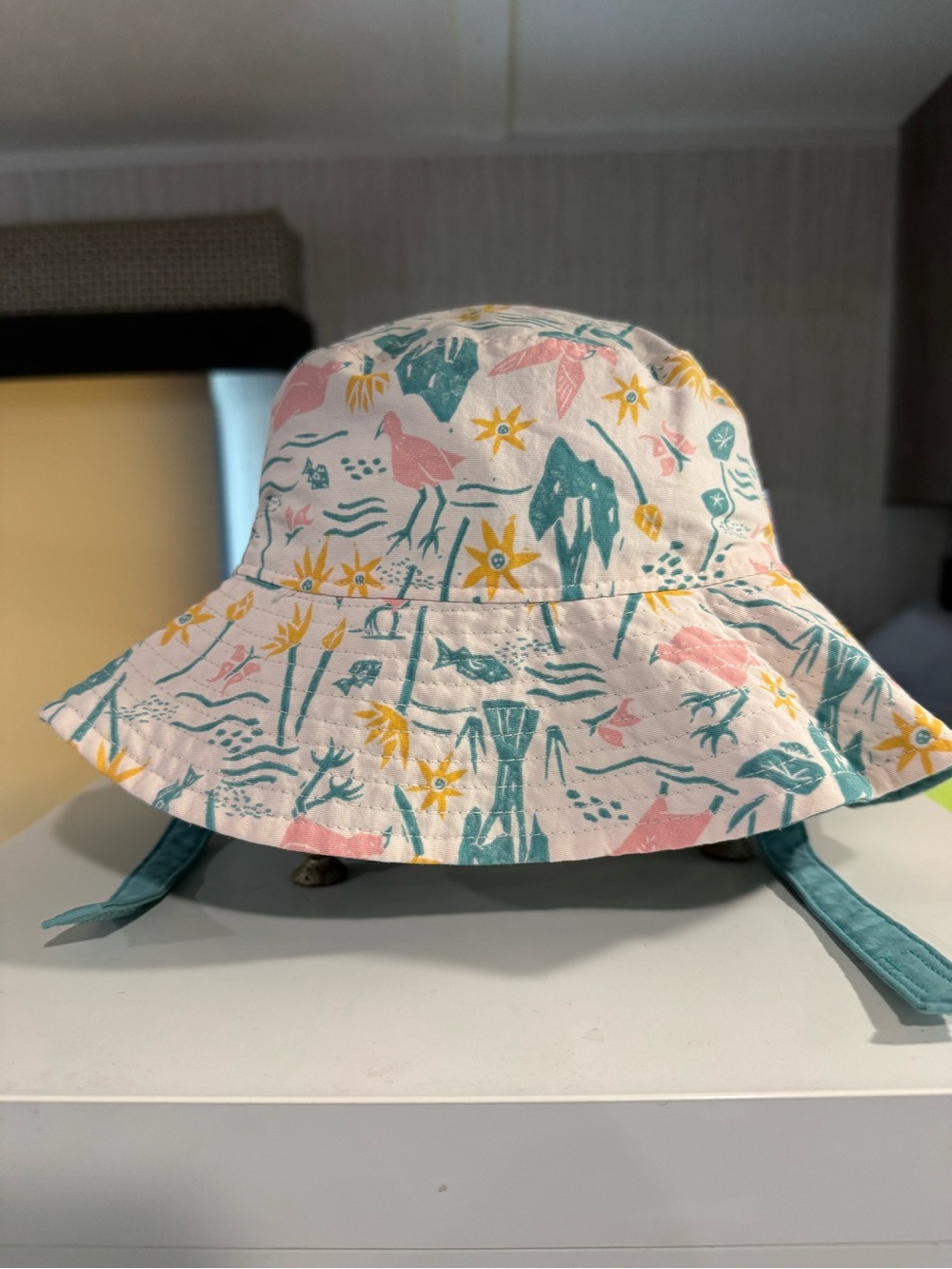 Patagonia Kids Bucket Hat in Pink, Teal & Yellow Floral Print